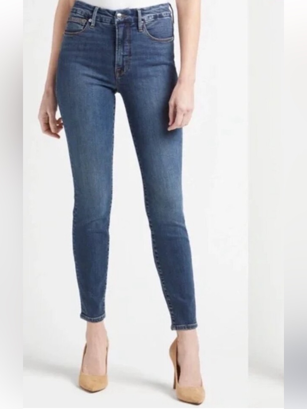 Good American Good Legs Deep V Jeans Size 8 / 29 Skinny Stretch Denim